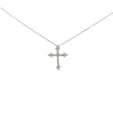14k White Gold .75ct F VS2 Round Diamond Cross Necklace